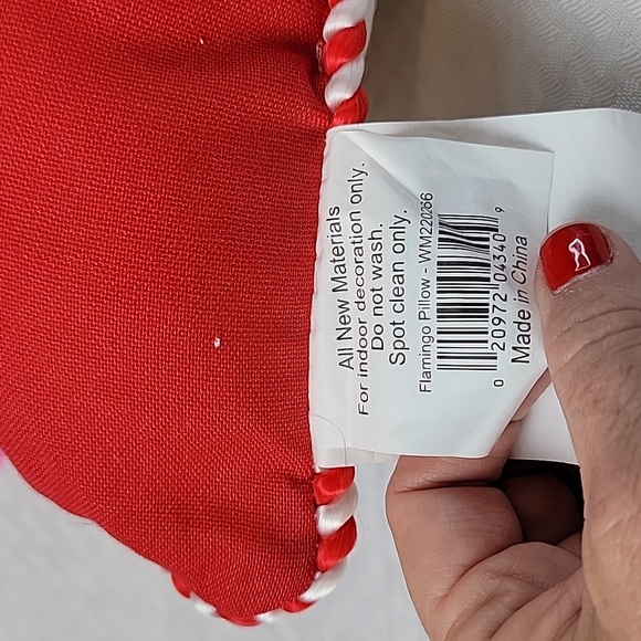 Flamingo Christmas Embroidered Pillow 14x14in - Picture 4 of 5